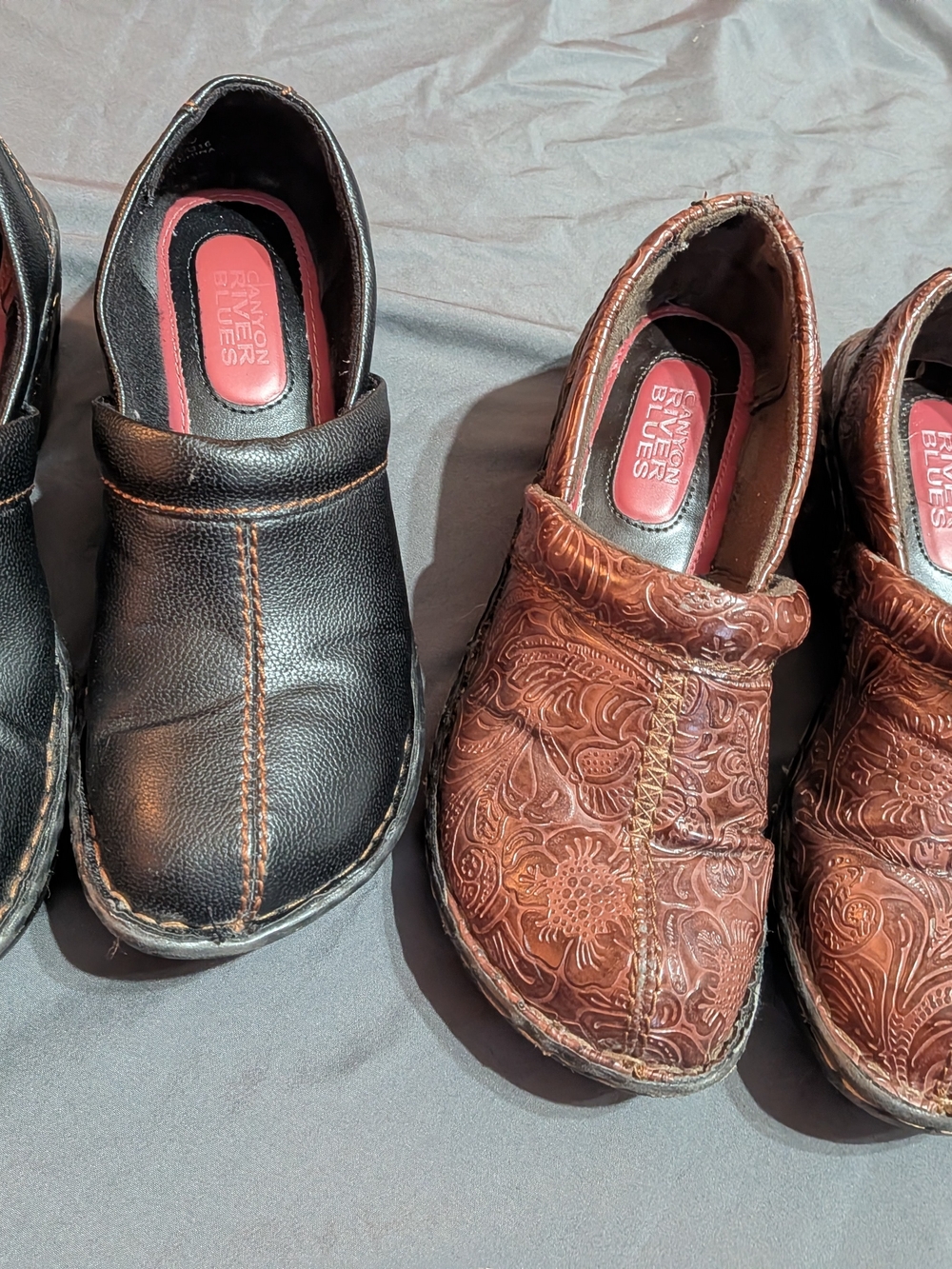Bundle Slip-On Dress Shoes in Black and Red/Brown Tooled Leather